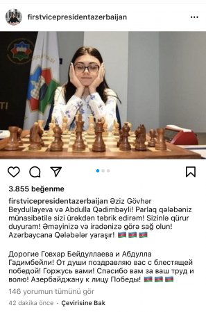 Mehriban Əliyeva dünya çempionu olan şahmatçılarımızı təbik etdi: “Sizinlə qürur duyuram!” - FOTO