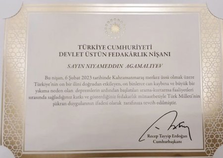 Türkiyə prezidenti hərbi qulluqçumuzu təltif edib - FOTO